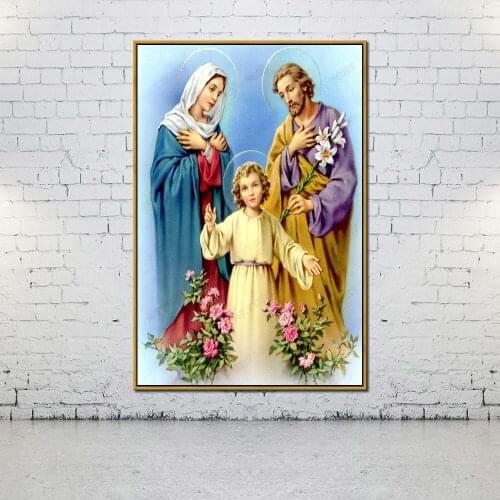 Artcozy Oil Canvas Painting jesus y la virgen maria For Home Decoration Wall Art