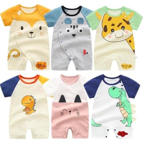 Newborn Baby Boys Bodysuit Unisex Jumpsuit Summer New Cute Cartoon Pure Cotton Thin Climbing Clothing For Infants Girls 0-3years