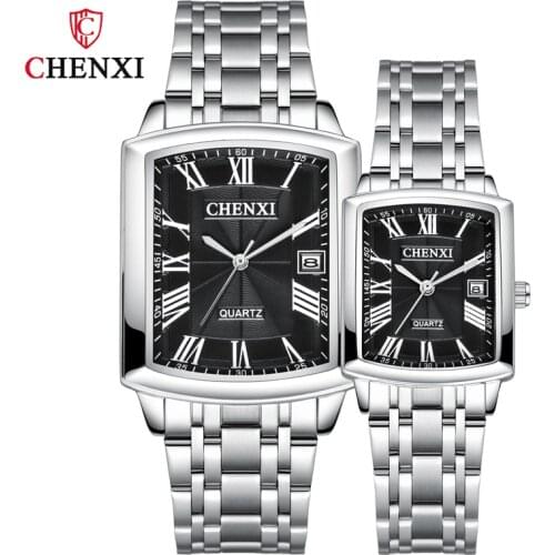 Lover Watches CHENXI Luxury Stainless Steel Bracelet Simple Date Quartz Watch For Men Luxury Casual Wristwatch Couple Gift