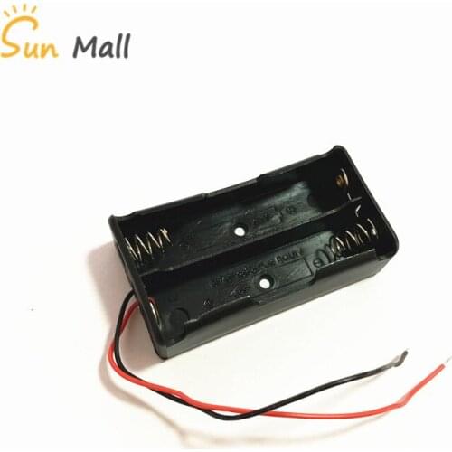 Black Plastic 2x18650 Battery Storage Box Case 2 Slot Way DIY Batteries Clip Holder Container With Wire Lead Pin Series Connect