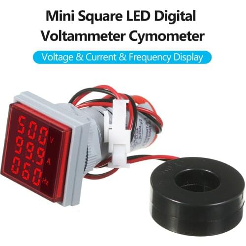 Mini Square Digital Volt-ammeter Voltammeter Ammeter Voltmeter Cymometer Three LED Voltage & Current & Frequency Meter Indicator