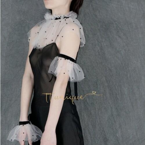 Decorated Cuff Fake sleeves wrist sleeves lace pleated wrist Noble mysterious elegant black beads decorated starry stars cuff