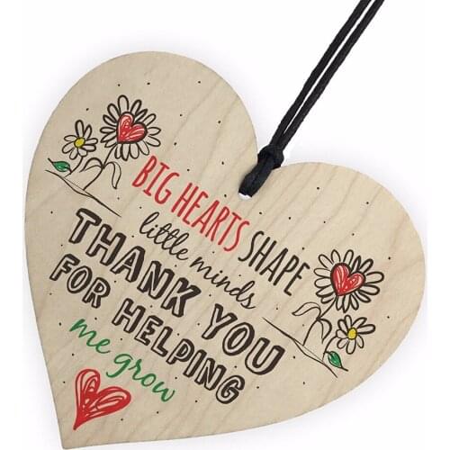 1PCs Teacher Leaving Gift Nursery Wooden Hanging Heart Plaque Childminder Preschool Thank You Present Christmas Gift