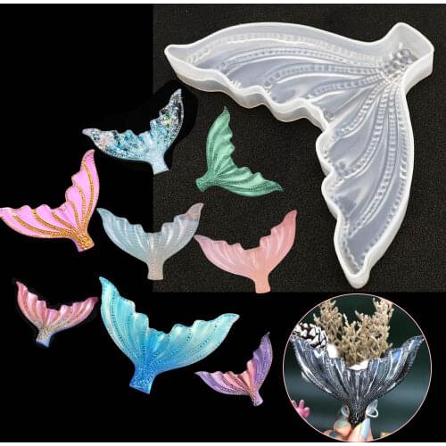 DIY crystal epoxy Resin mold three-dimensional big fishtail mold mirror silicone enamel Koi fish mold