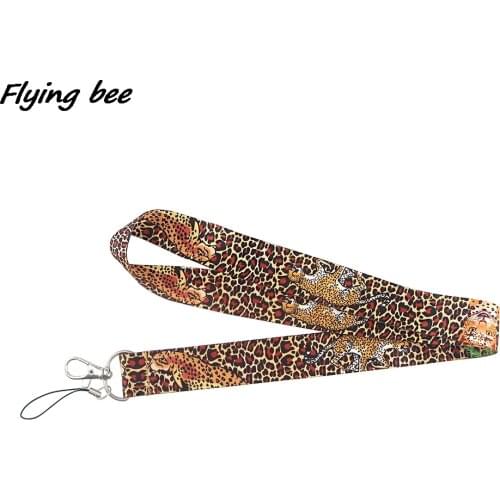 Flyingbee Leopard Animal Leopard Print Painting Art Key Chain Lanyard Neck Strap For Phone Keys ID Card Creative Lanyards X1246