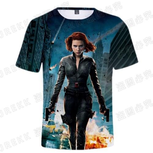 Marvel Hero Black Widow Women T-shirts Summer Oversized Fashion Mens Clothing Streetwear 3D Printed Boy Girl Kids Tee Shirt