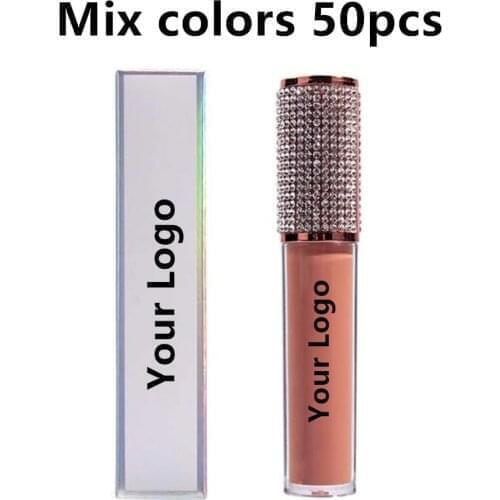40pcs Private Label Diamond Lipgloss Wholesale Clear Shiny Glitter Glossy Makeup Lip Gloss Custom Liquid Lipstick Bulk