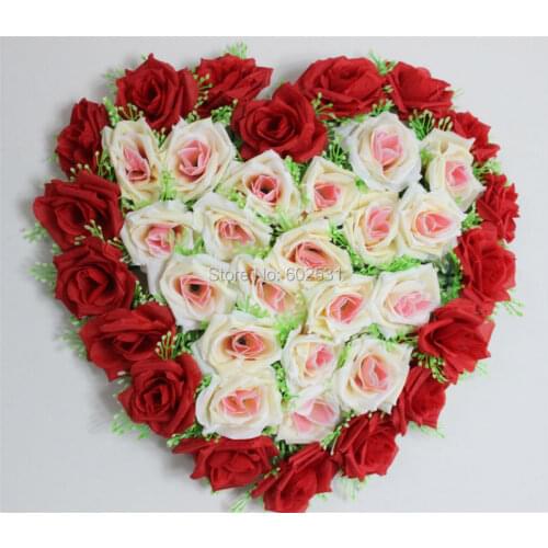 SPR 40cm Lovely Heart Shape Artificial rose Flower ball Wedding Car Wall Door Floral Decoration free shipping
