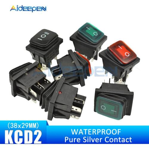 KCD2 Waterproof Rocker Switch ON-OFF ON-OFF-ON 4PIN 6PIN Button Boat-shaped Water-proof Switches with Light 15A 250V