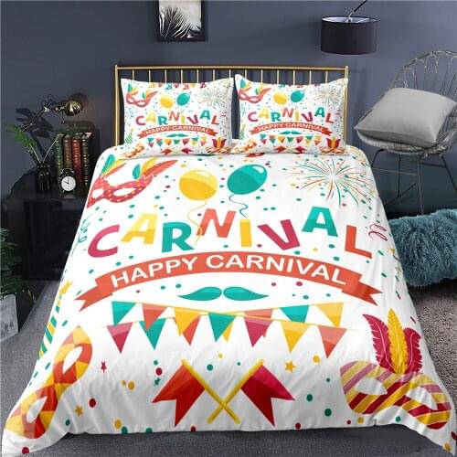 Happy Carnival 3D Printed Bedding Set Duvet Cover KING Queen Full Twin Size for Kids Adults Baby Bedroom Decor