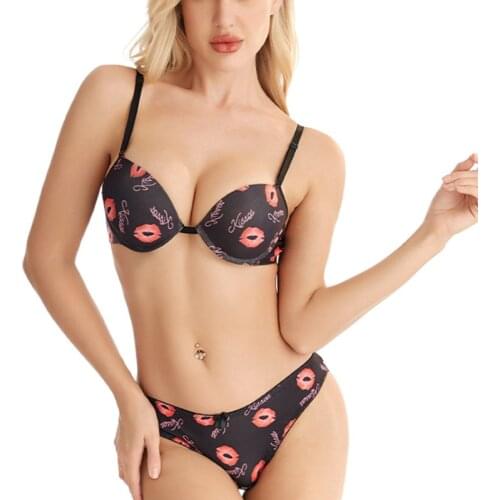 Sexy Lips Bra Set Women Push-up Underwear Lingerie Wireless Bralette Seamless Cozy Lenceria Panties Set нижнее белье женское