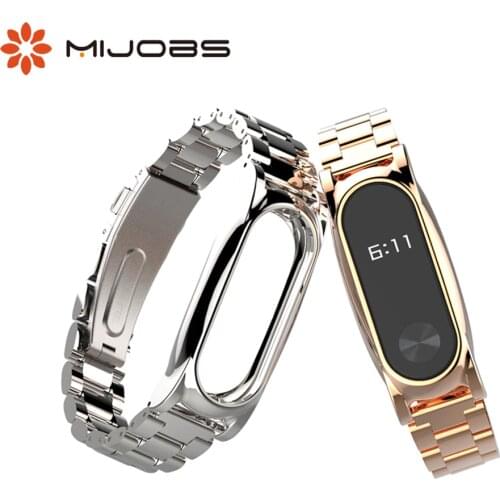 Original mijobs Metal Strap For Xiaomi Mi Band 2 Screwless Stainless Steel Bracelet Wristbands Replace Accessories For Mi Band 2