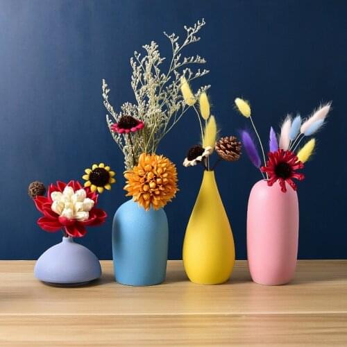 Morandi Ceramic Vase Nordic Dried Flower Decor Pink Vase for Flowers Living Room Dining Cafe Decorative Vase Decoration Home