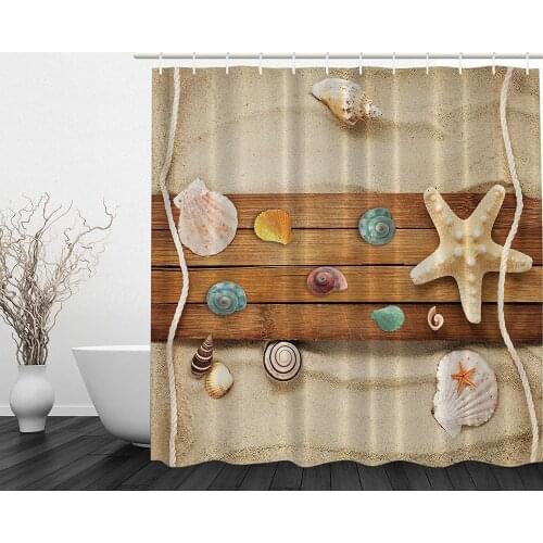 Nautical Bathroom Decor Shower Curtain Sand Beach Summer Vacation Beach Pictures for Scenes Prints Decor Themed Bath Curtains