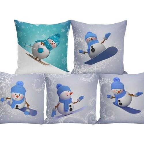 Xmas Happy New Year 3D Snowman Christmas Pillow Cover 45x45cm Cushion Cover Polyester Car Pillow Case Decorative For Home