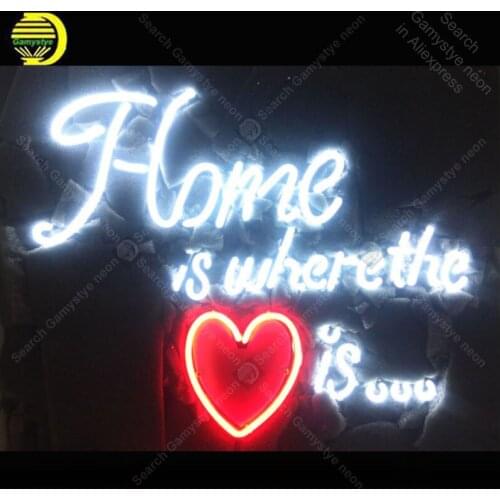 CUSTOM Neon Sign Home is where the LOVE is Light Glass Tube Neon Bulbs Beer Bar Bedroom Display Accesaries neon light Decor Room