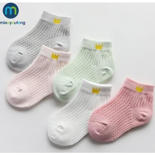 5 Pairs/Set Breath Cotton Baby Boy Crystal Silk Kids Socks Summer Mesh Thin Baby Socks For Girls Childrens Socks Miaoyoutong