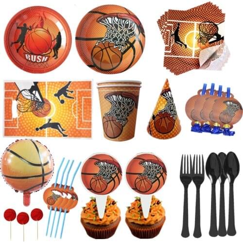 Basketaball Theme Party Decorations Kids Birthday Party Disposable Forks Cups Straws Supplies Boy Favourite Tableware Home Decor