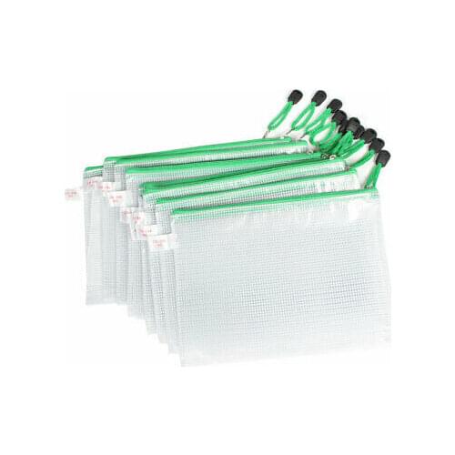 Office Plastic Zippered Gridding A5 Paper Document Pen File Bag Organizer 10pcs