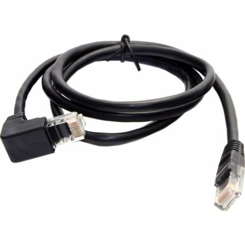 90 Graus Para Baixo Em Angulo 8P8C UTP Cat 5e Lan Ethernet Rede Patch Cord Cabo Macho para Macho 1 m 2m
