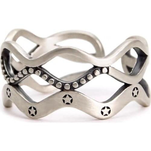 POTCET Womens Star Openable Ring Geometry Fashion Retro Hip Hop Personality Party Jewelry