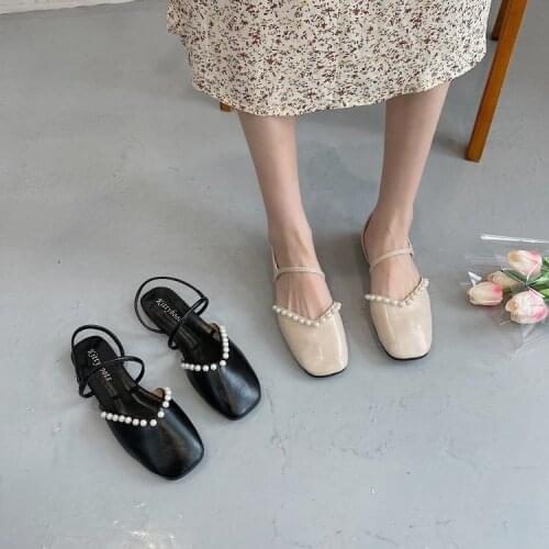 2021 New Ladies Fashion Spring and Summer Comfortable White Sandals Ladies Cute Bead Sandals