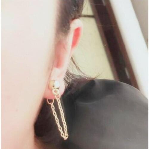 Ex1248 Europe Gothic punk Vintage simple alloy geometry cross chain studs earrings trend Womens Jewelry Accessories