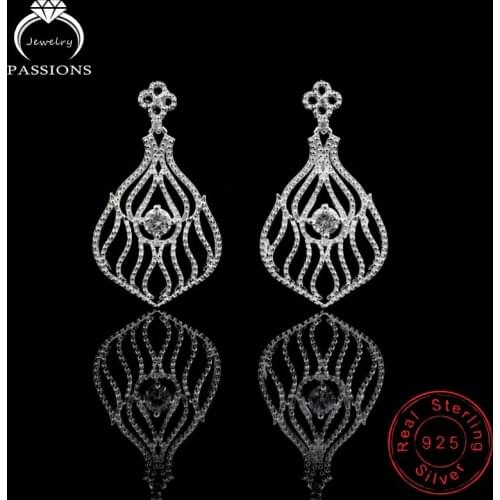 Fashion Ethnic 925 Sterling Silver Drop Earrings Maxi Brincos Luxury Dangle Earring A+ Cubic Zirconia Earings For Women Jewelry