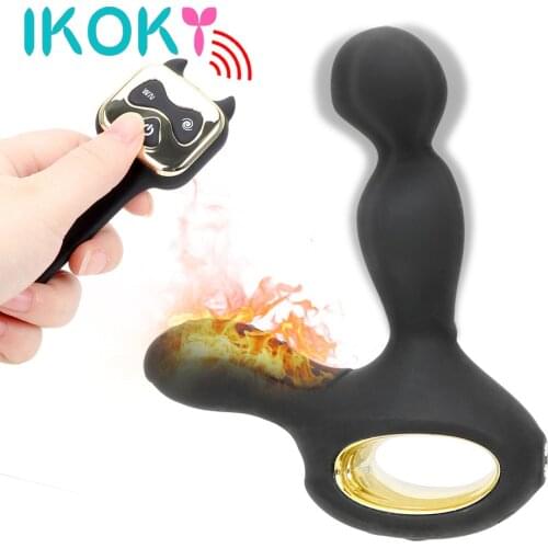 IKOKY Prostate Massager Anal Plug Vibrating & Rotating G-spot Sex Products Sex Toys For Women Butt Heating Vibrator Silicone
