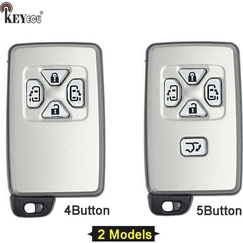 KEYECU for Toyota Alphard Estima Vellfire Smart Card Remote Car Key Shell Case Fob 4/5 Button With Uncut Blade White Color