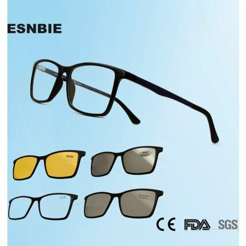 PEI Ultem Glasses Men Polarized Magnet Clip On Antiblue Eyeglasses Magnetic Photochrome Polarized Sunglasses UV400 Night Driving