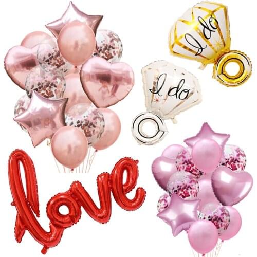 Wedding Balloon Love Champagne Cup Heart Letter Ballons Wedding Anniversary Party Balloons Birthday Party Decorations Supplies
