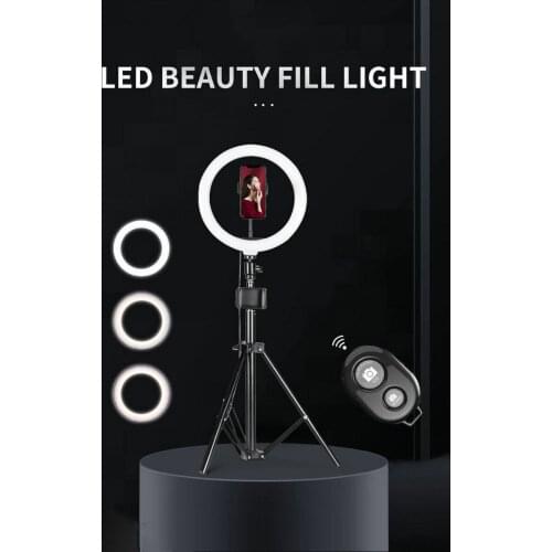 Selfie LED Fill Ring Light w/170cm Adjustablle Stand+Phone Holder+Wifi Connector Live Stream Makeup Online Video Lighting 26CM