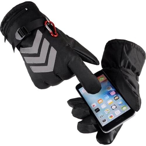Electric Heated Gloves Reflective Waterproof Motorcycle Electrocar Heating Gloves Touch Screen US Plug Rechargeable Battery