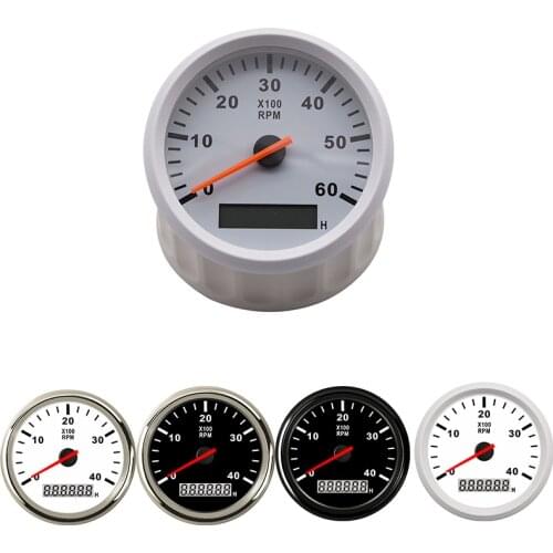 4K Boat Tachometer Marine Tacho Meter Gauge LCD Hourmeter 12V/24V 4000 RPM 85mm Boat Tachometer Gauge Tacho Meter Waterproof
