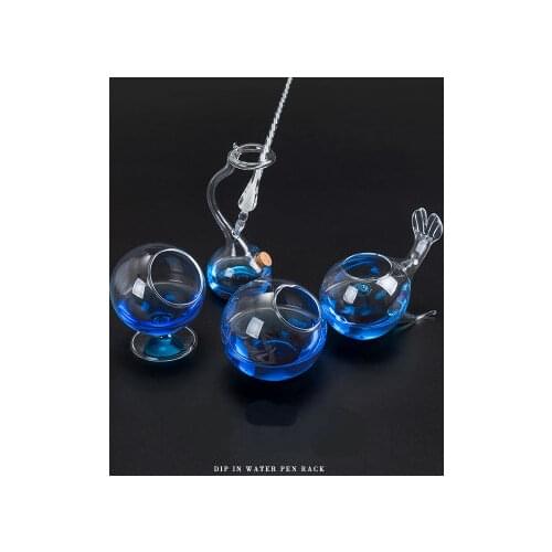 Creative Dip Pen Holder Decorative Shaped Glass Pen Holder Desk Organizer