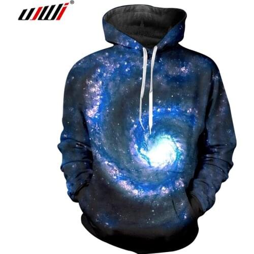 UJWI Creative Design Paisley Hoodies 2018 Harajuku Men 3d Cool Print Blue Galaxy Space Sweatshirts Male Hip Hop Casual Pullovers