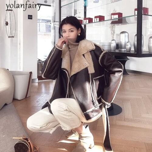 Real Fur Coat Female Witner Clothes Women Natural Merino Sheep Fur Jacket Genuine Leather Sheepskin Coat Shearling Jacket 096-20