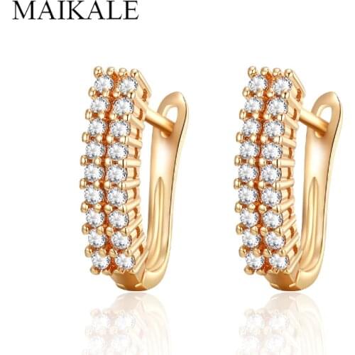 MAIKALE Trendy Gold Silver Color U-shape Earrings AAA Cubic Zirconia Fine Jewelry Zircon Stud Earrings for Women Fashion Gifts