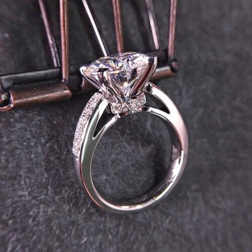 DF Color 1CT 6.5mm Au750 Round Brilliant Cut Moissanite Ring Lab Diamond Ring Wedding Ring For Women Solid 18K White Gold