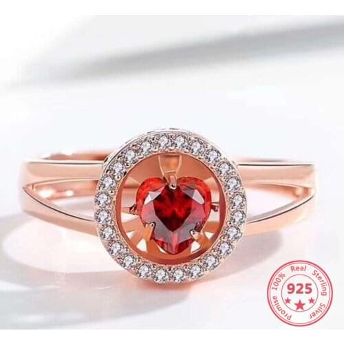 100% Authentic S925 Sterling Silver Fashion Creative Charm Beating Heart Ladies Ring