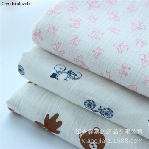 200x135cm Cotton Double-layer Gauze Wash Cotton Printed Fabric Soft Breathable Childrens Fabric DIY Sewing
