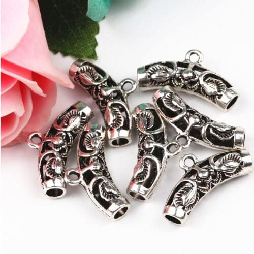 30pcs/lot Antique Silver Plated Pendant Bail Clips & Pendant Clasp Connectors for DIY Jewelry Findings Making 6x26mm