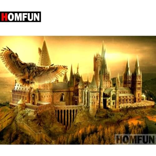 HOMFUN Full Square/Round Drill 5D DIY Diamond Painting "Owl Castle" Embroidery Cross Stitch 5D Home Decor Gift A07329