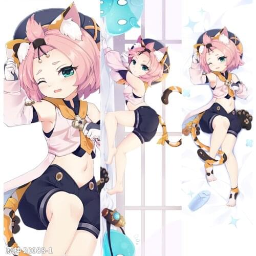 Anime Genshin Impact Diona Cat Girl Dakimakura 2WAY Hugging Body Pillow Case Cosplay Japanese Game Otaku Pillow Cushion Cover