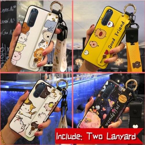 Anti-dust Back Cover Phone Case For Sony Xperia5 ii Cartoon Wristband Dirt-resistant Shockproof