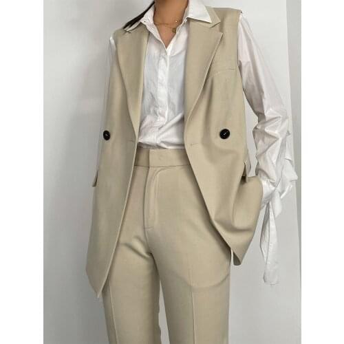 Oeuvrey Womens Long One Button Relaxed Fit Vest with Belt Casual Notched Blazer Jacket with Pockets
