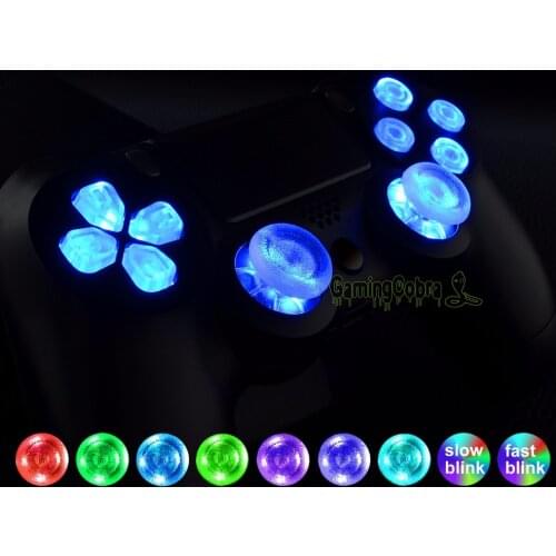 Multi-colors Luminated D-pad Thumbsticks Face Buttons (DTF) LED Kit for PS4 Pro Slim Controller 7 Colors 9 Kits Touch Control