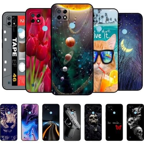 For Realme C21 Case Silicon Back For OPPO RealmeC21 C 21 Phone Cover 6.5" Funda RMX3201 Bumper Capa Etui Soft black tpu case