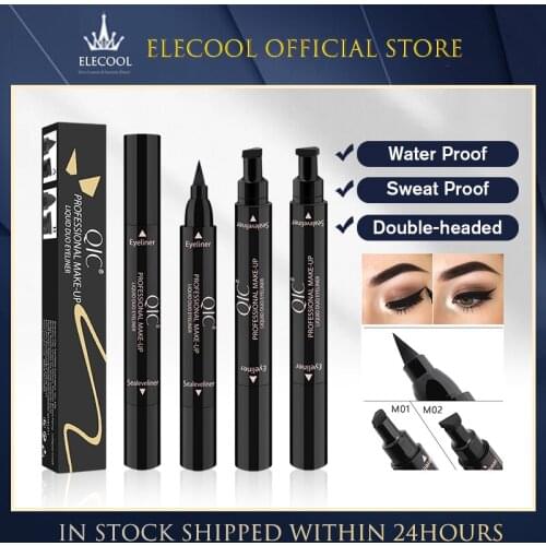 Double-head Seal Eyeliner Stamp 2 In1 Quick-dry Liquid Eyeliner Waterproof Black Eyeliner Pen Smooth Eye Contouring Makeup TSLM2